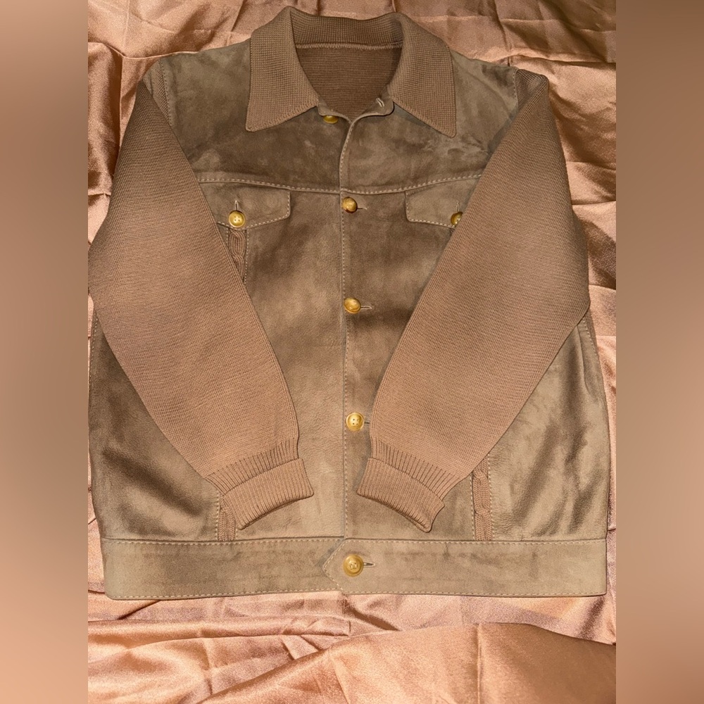 vintage Torras suede leather and knit bomber jacket